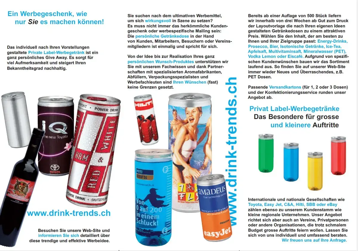 Drink-Trends Flyer Seite 2 - Personalisierte Energy Drinks Preise